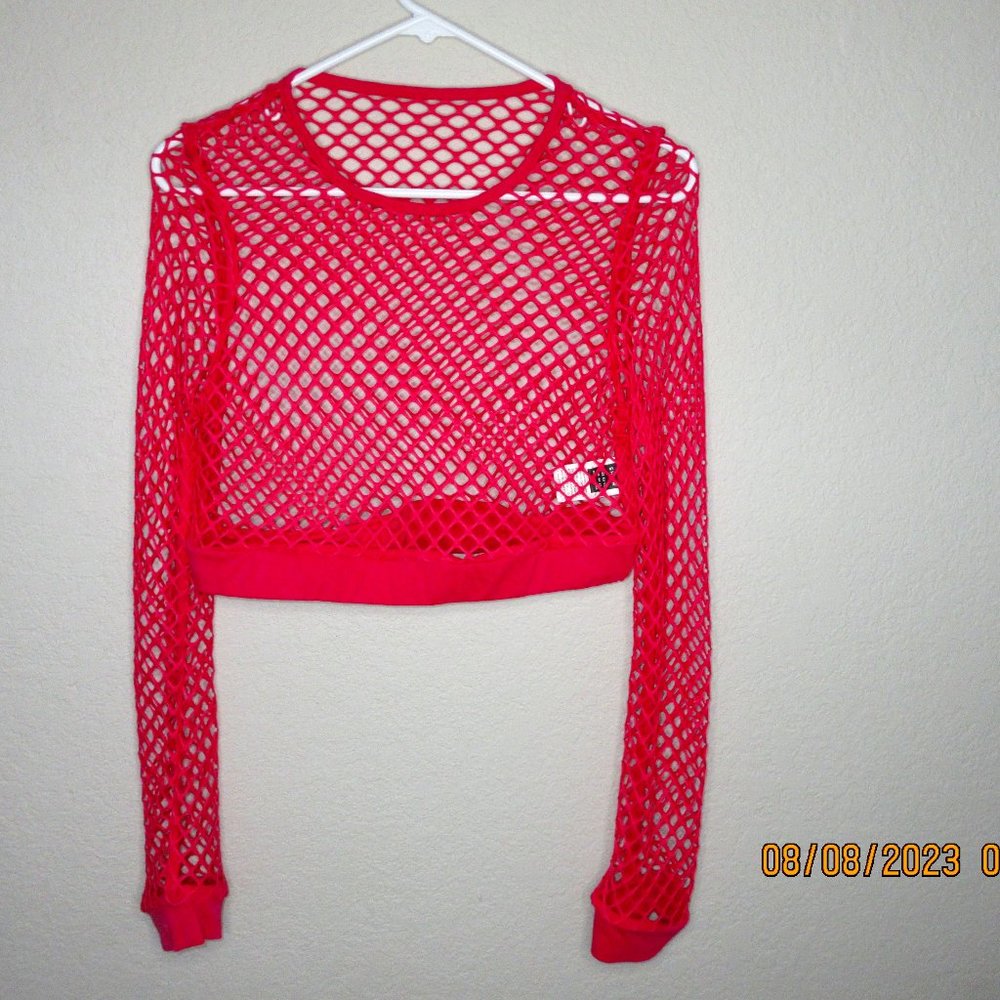 Shein Pink Fishnet Top